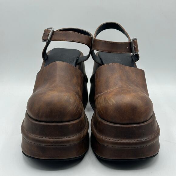 DELIAS x DOLLS KILL Catching Flights Platform Mules Brown Y2K 90s Sz 10 - Picture 3 of 9